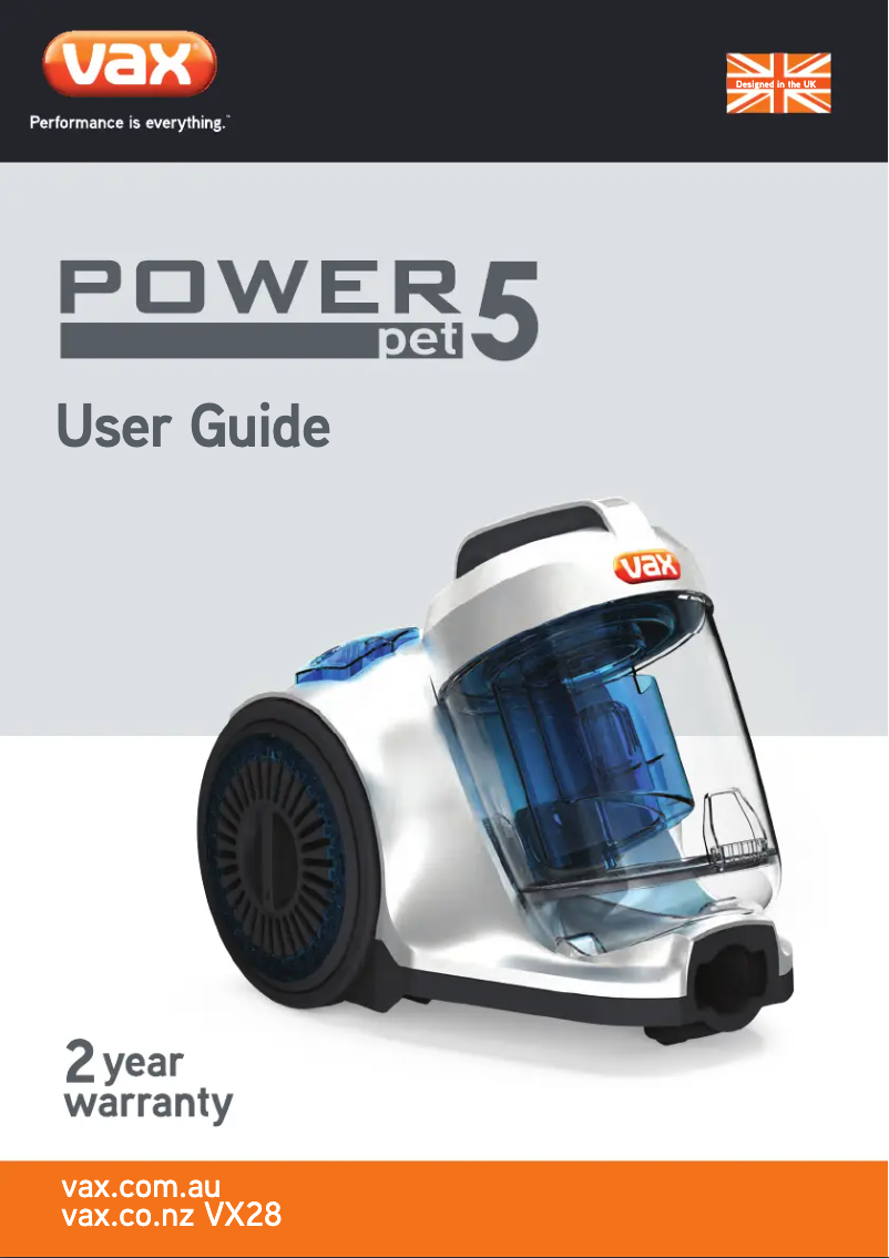 Page n°1 - Manuel utilisateur Vax Power 5 Pet VX28
