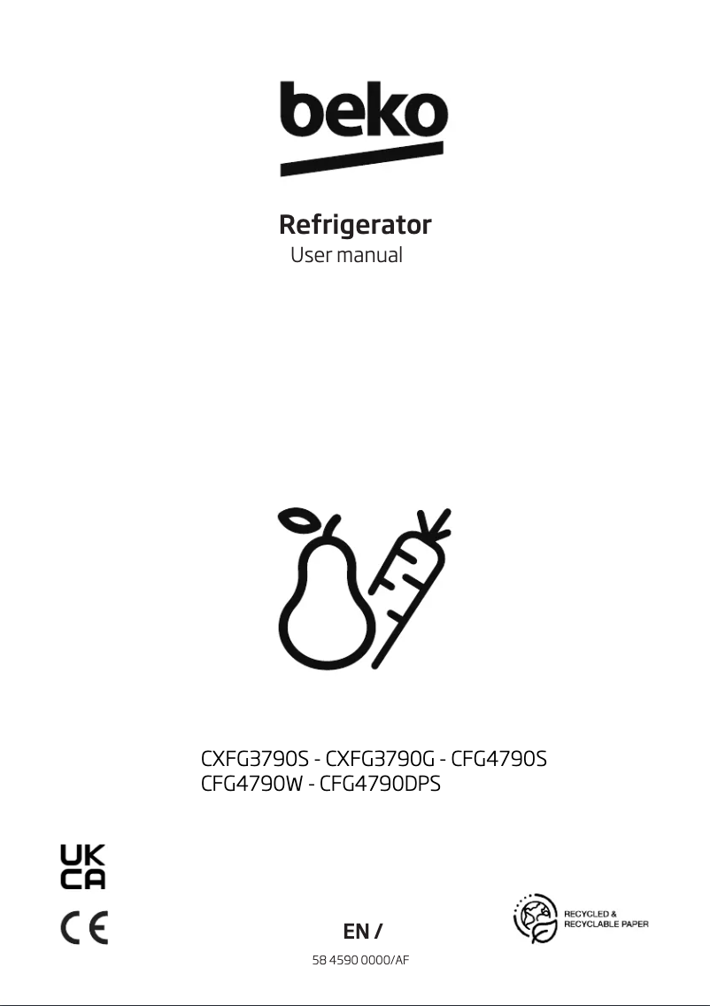 Page 1 de la notice Manuel utilisateur Beko CFG4790S