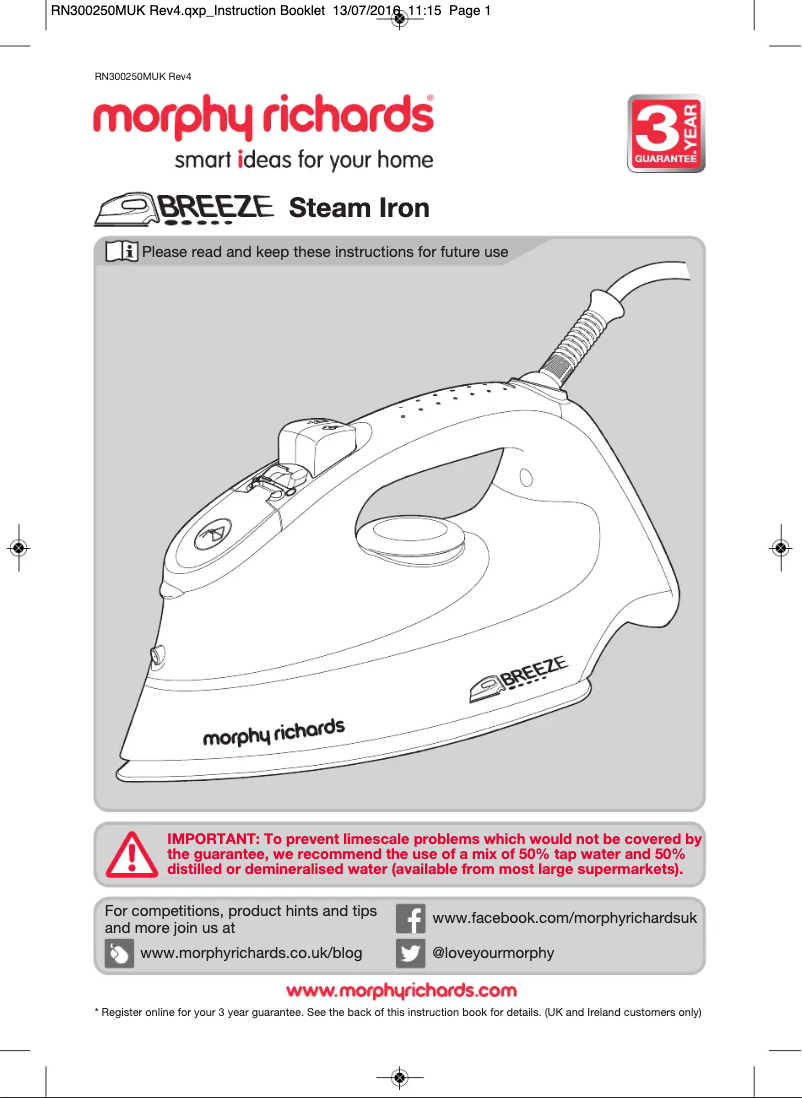 Page 1 de la notice Manuel utilisateur Morphy Richards Breeze 300272
