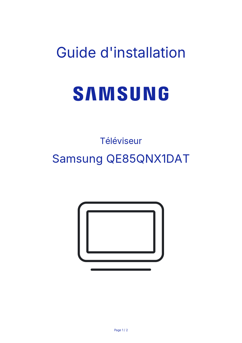 Page n°1 - Guide d'installation Samsung QE85QNX1DAT