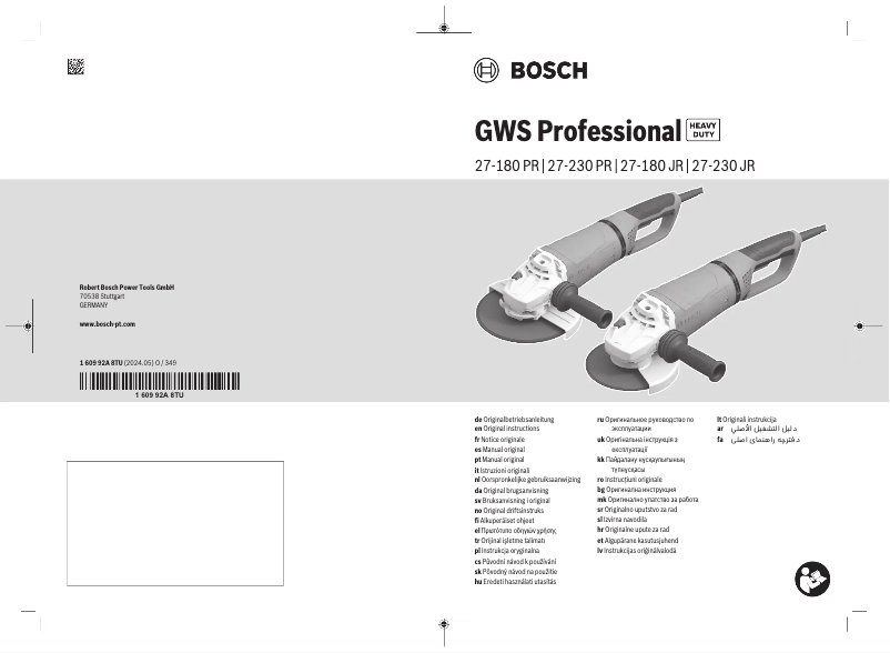 Page n°1 - Manuel utilisateur Bosch GWS 27-180 JR Professional