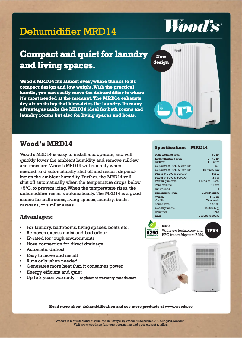 Página 1 del manual Ficha técnica Wood's MRD14G