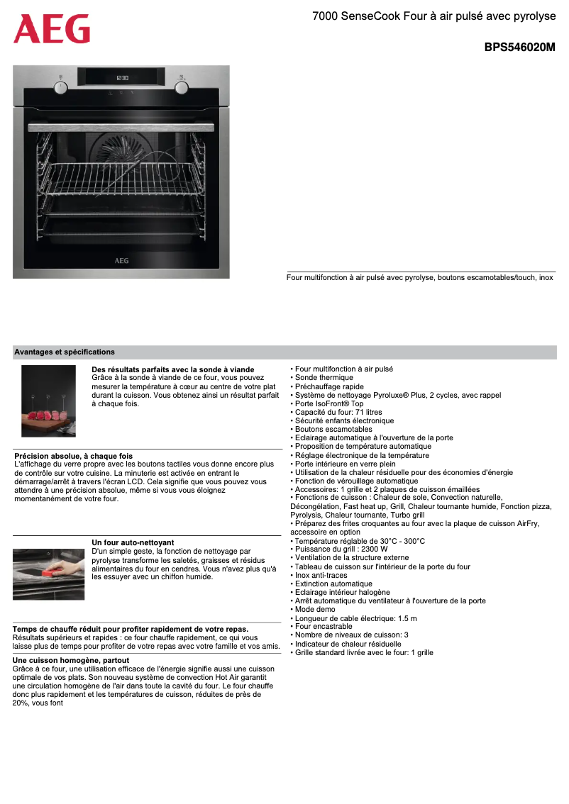 Página 1 del manual Ficha técnica AEG BPS546020M