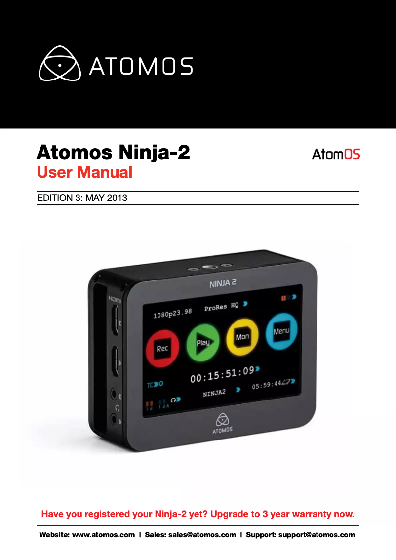Page n°1 - Manuel utilisateur Atomos Ninja 2