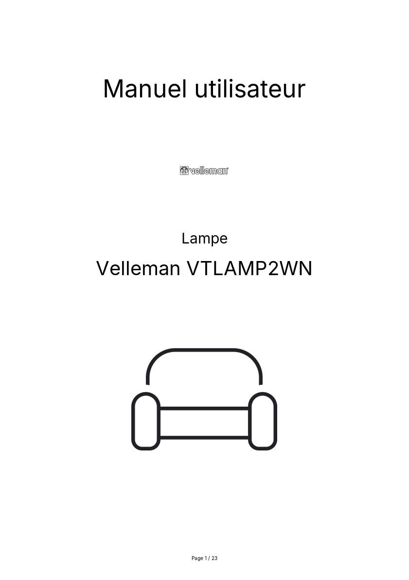 Page n°1 - Manuel utilisateur Velleman VTLAMP2WN