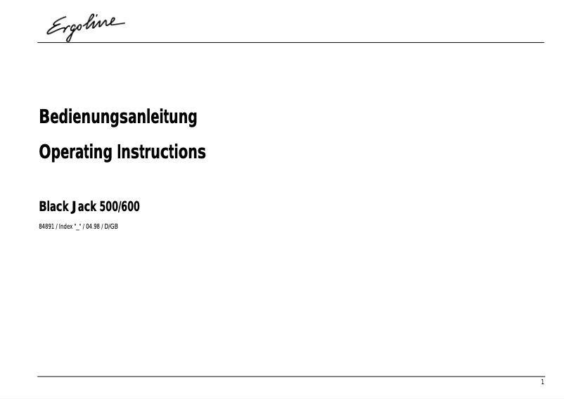 Image de la première page du manuel de l'appareil Black Jack 500