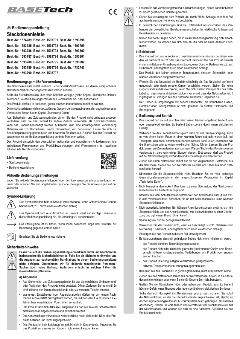 Page n°1 - Manuel utilisateur BaseTech IPDMU-16