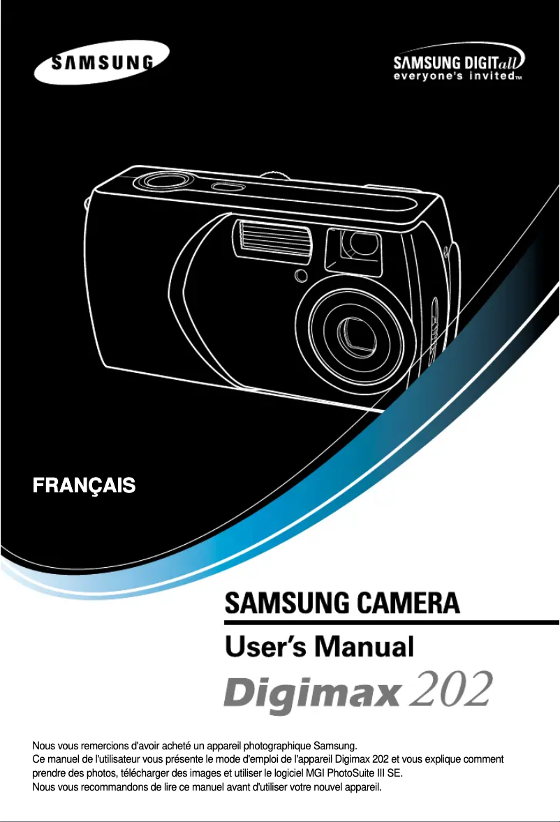 Page 1 de la notice Manuel utilisateur Samsung Digimax 202