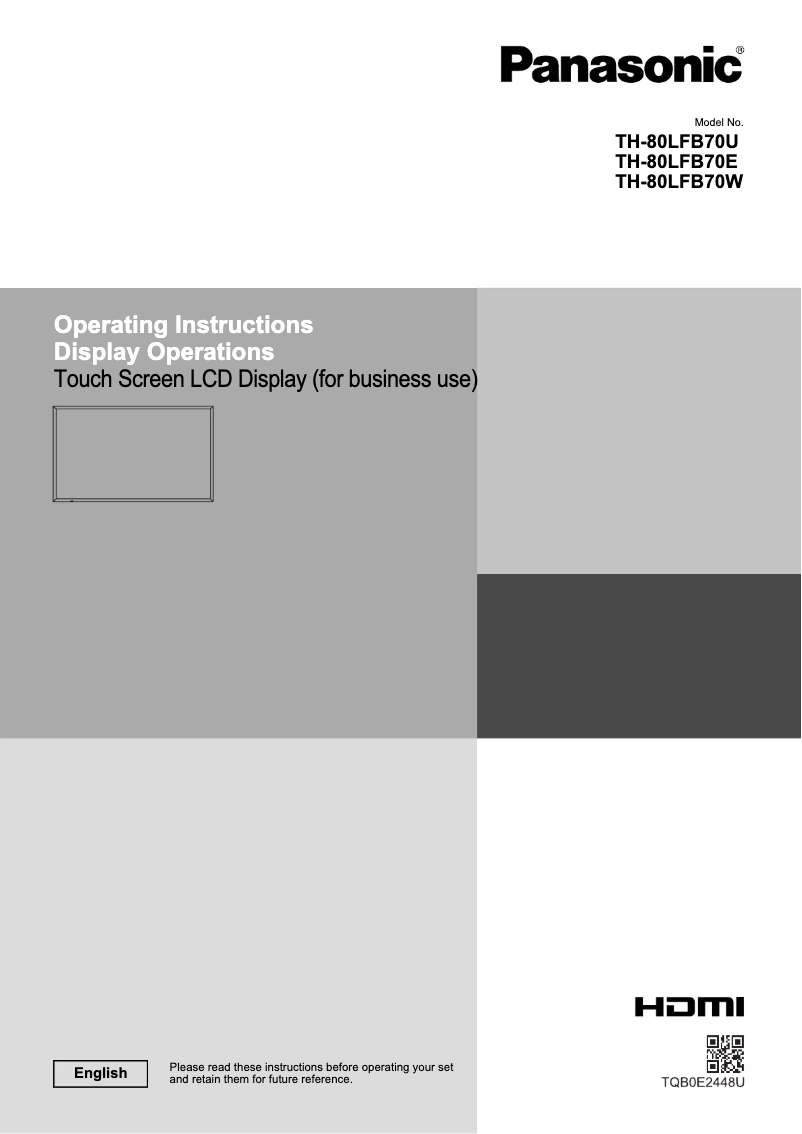 Page 1 de la notice Manuel utilisateur Panasonic TH-80LFB70W