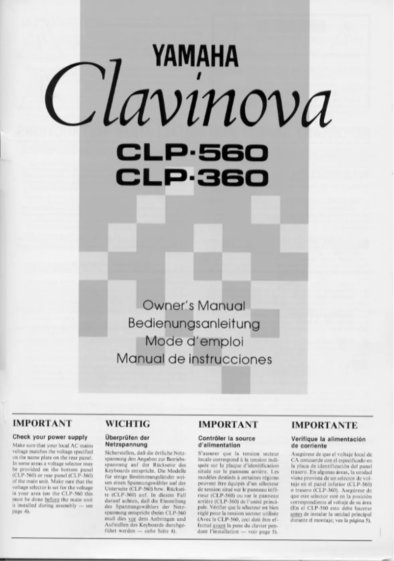 Page 1 de la notice Manuel utilisateur Yamaha Clavinova CLP-360