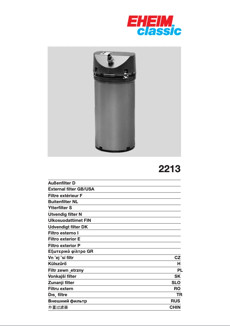 Page 1 de la notice Manuel utilisateur Eheim Classic 2213