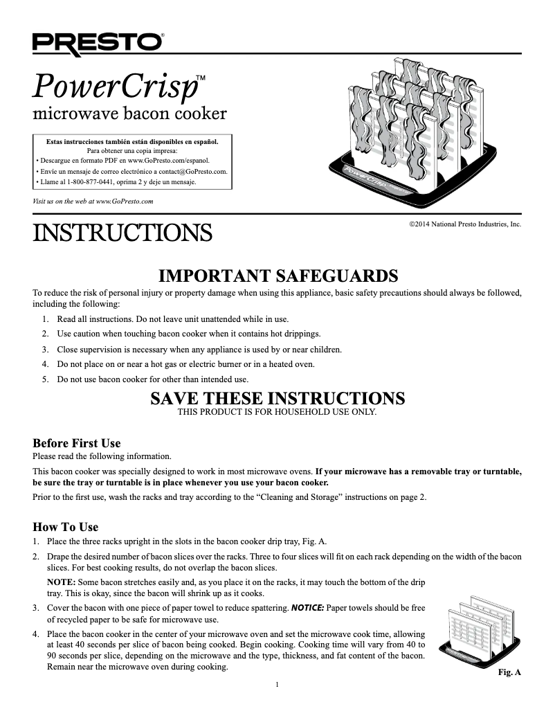 Page 1 de la notice Manuel utilisateur Presto PowerCrisp 05101