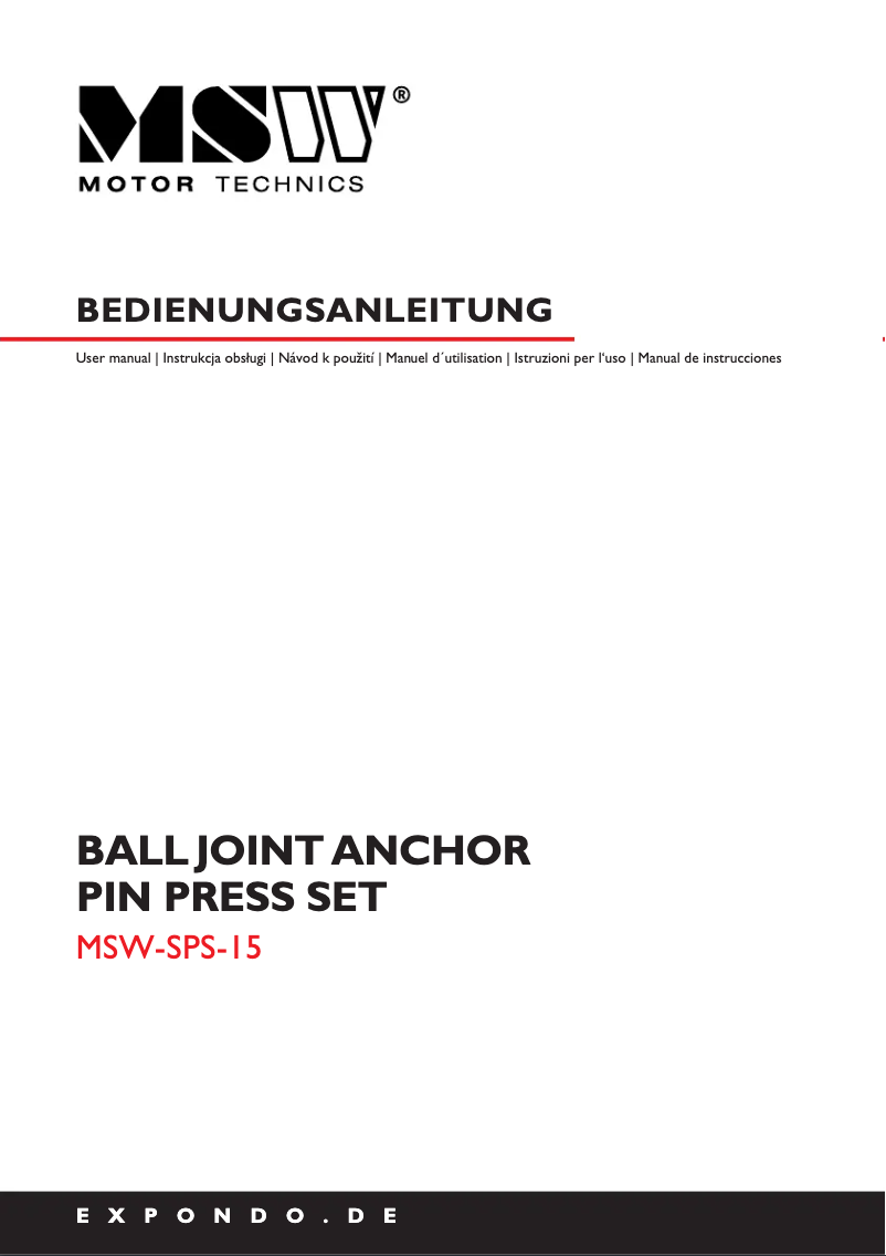 Page n°1 - Manuel utilisateur MSW MSW-SPS-15
