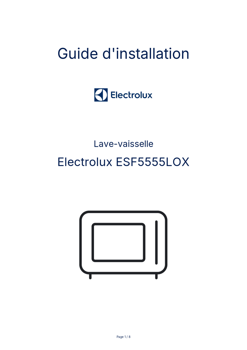 Image de la première page du manuel de l'appareil ESF5555LOX