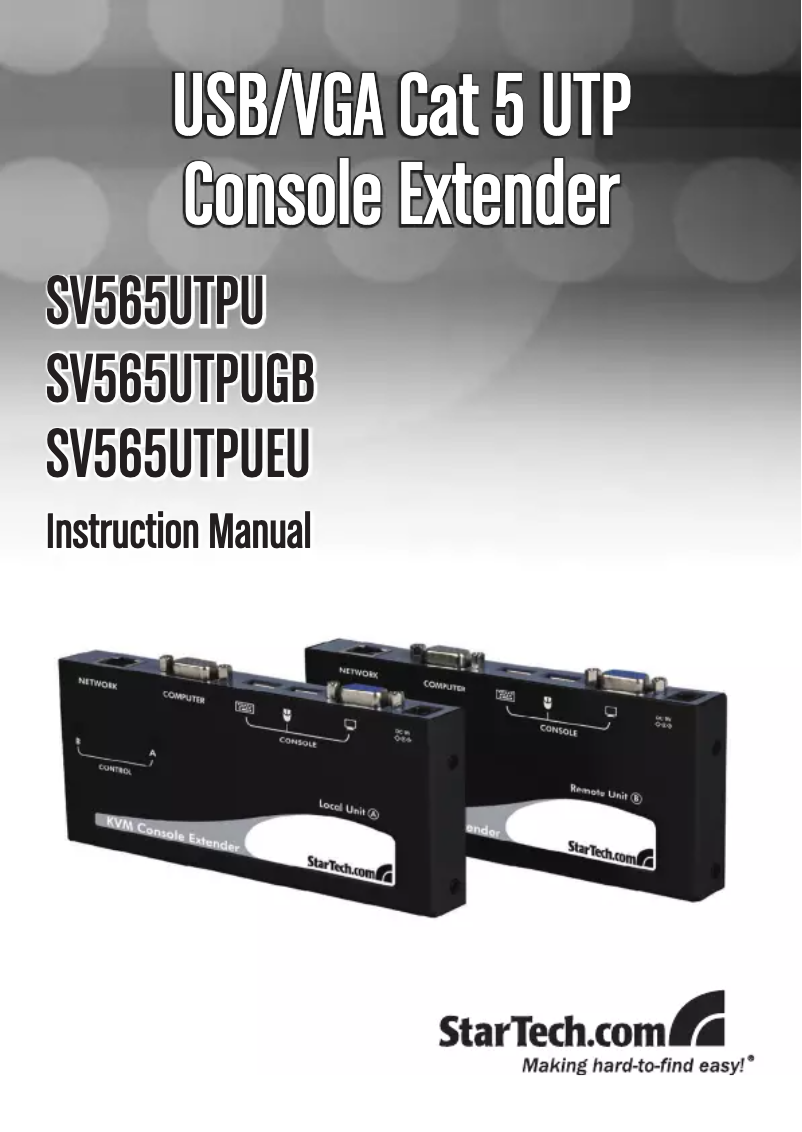 Page n°1 - Manuel utilisateur StarTech.com SV565UTPUEU