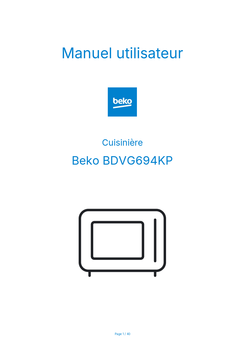Image de la première page du manuel de l'appareil BDVG694KP