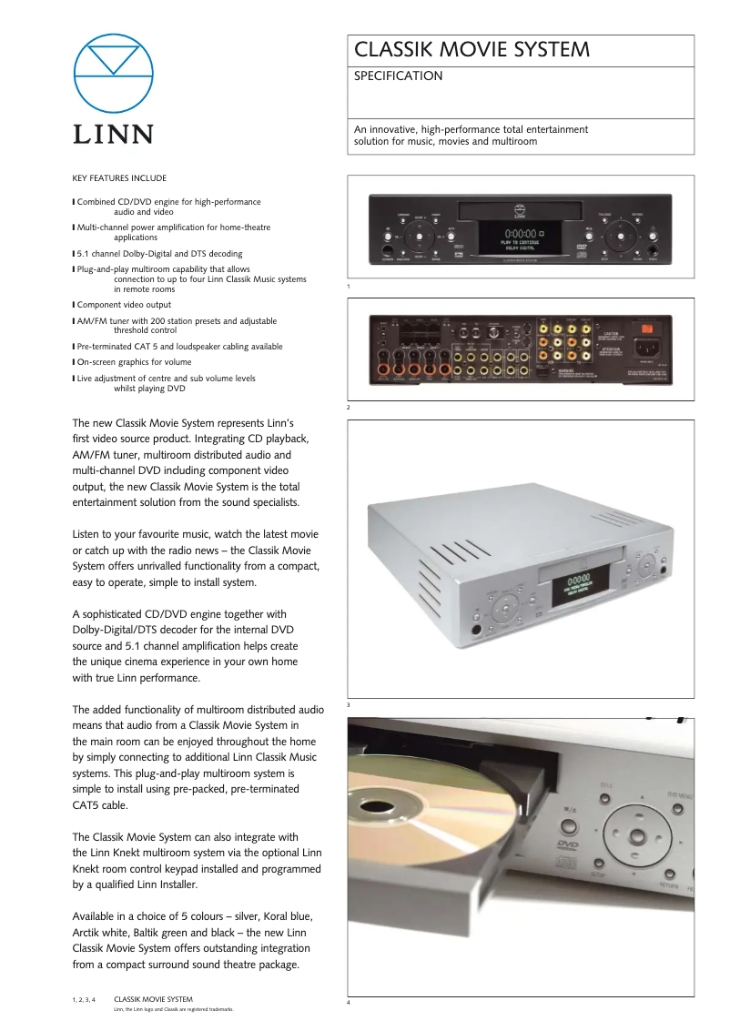 Página 1 del manual Ficha técnica Linn Classik Movie