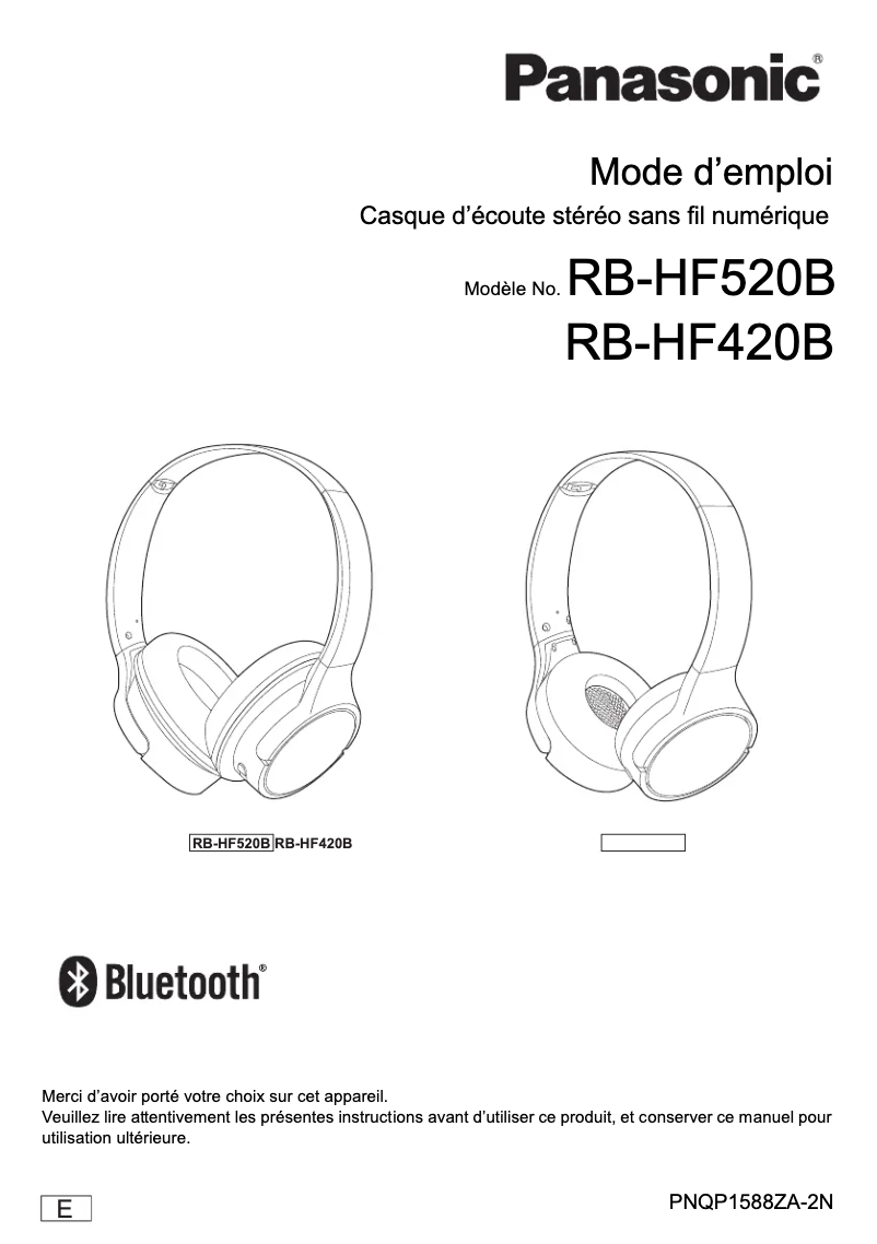 Page 1 de la notice Manuel utilisateur Panasonic RB-HF420B