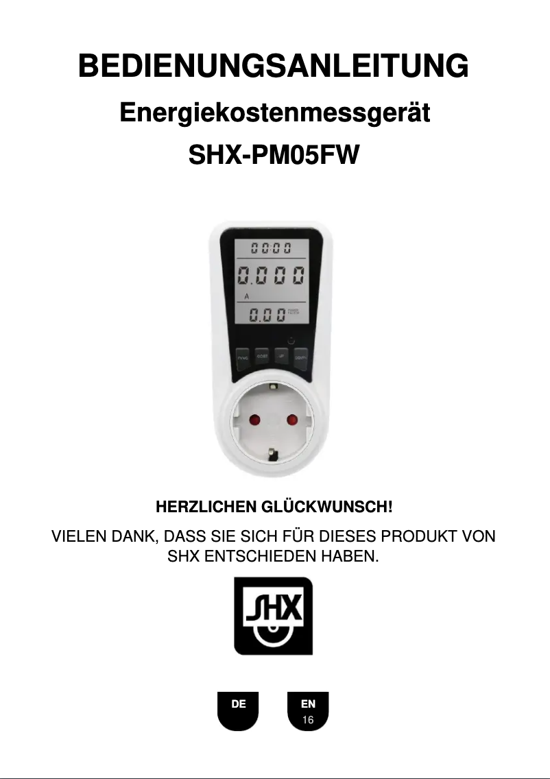 Page n°1 - Manuel utilisateur SHX SHX-PM05FW