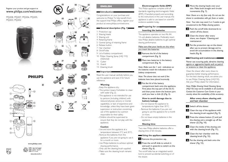 Page 1 of the manual User Manual Philips PQ207