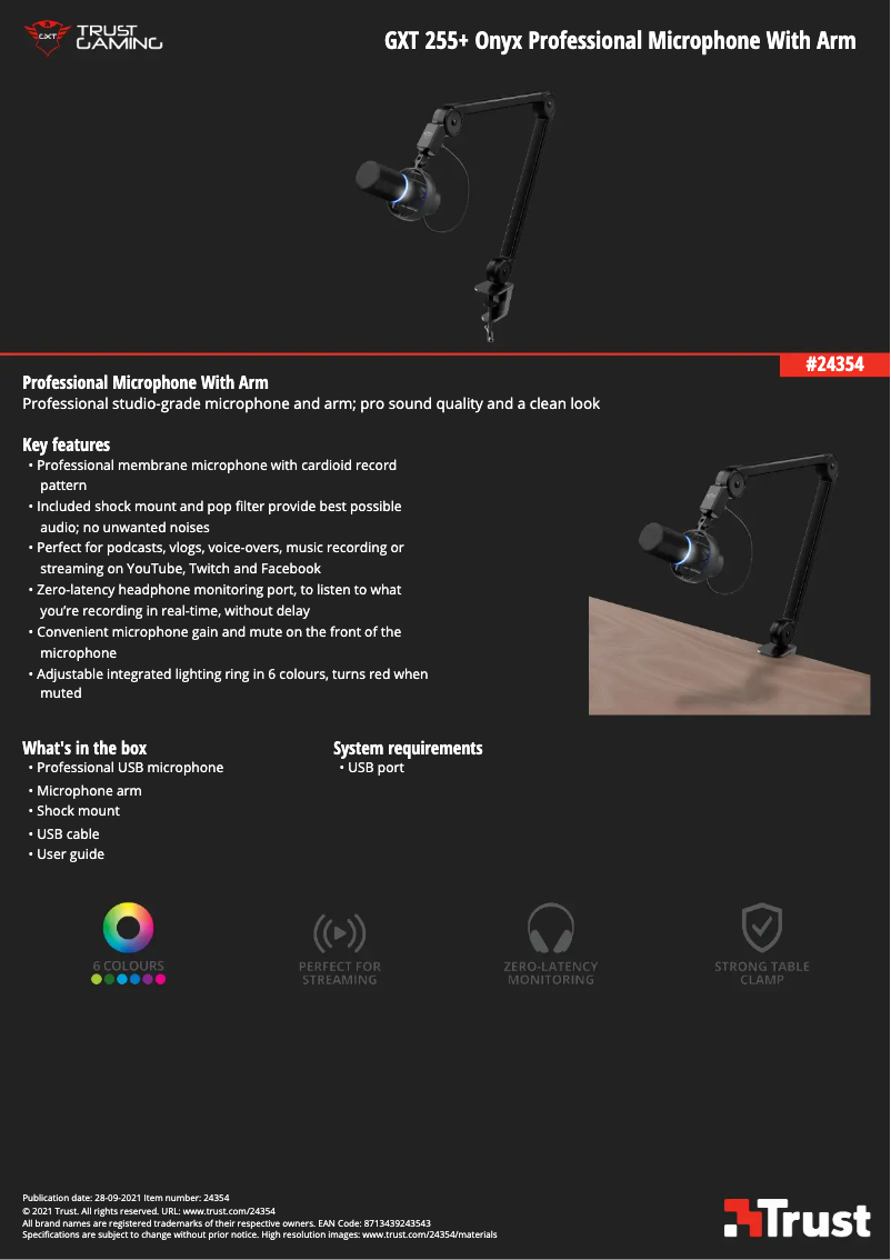 Página 1 del manual Manual de usuario Trust Onyx GXT 255+