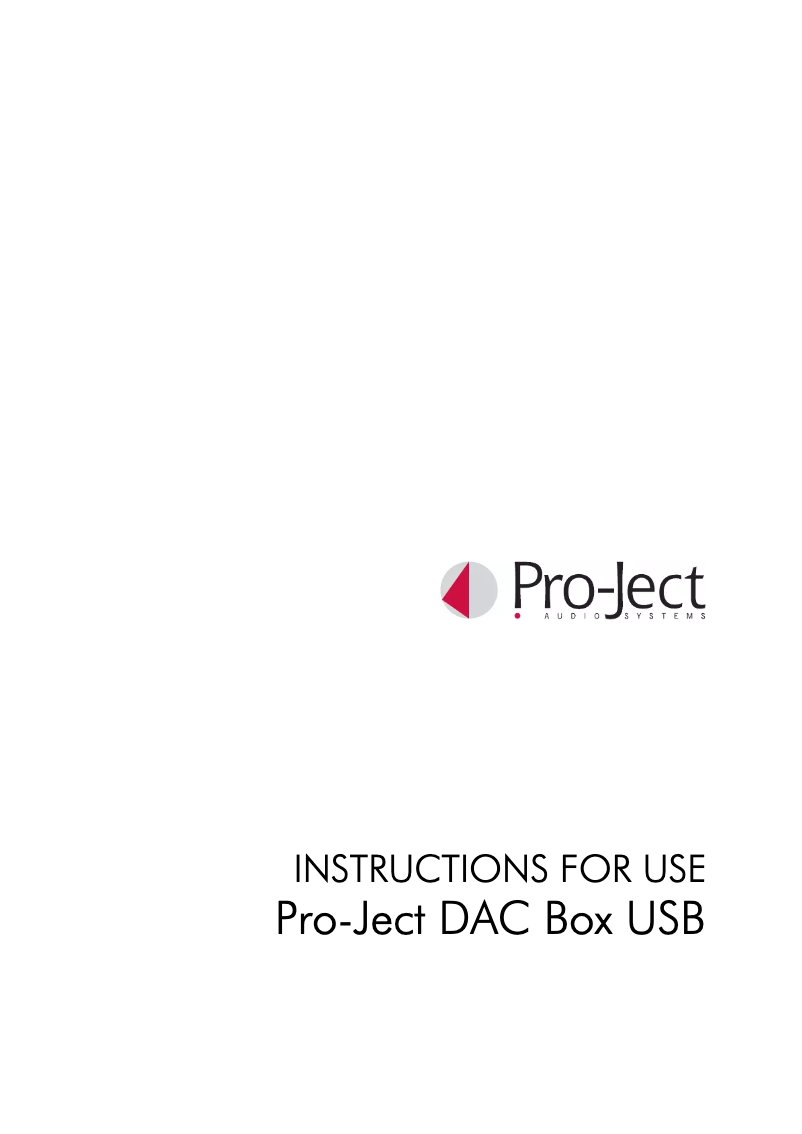 Page 1 de la notice Manuel utilisateur Pro-Ject DAC Box USB
