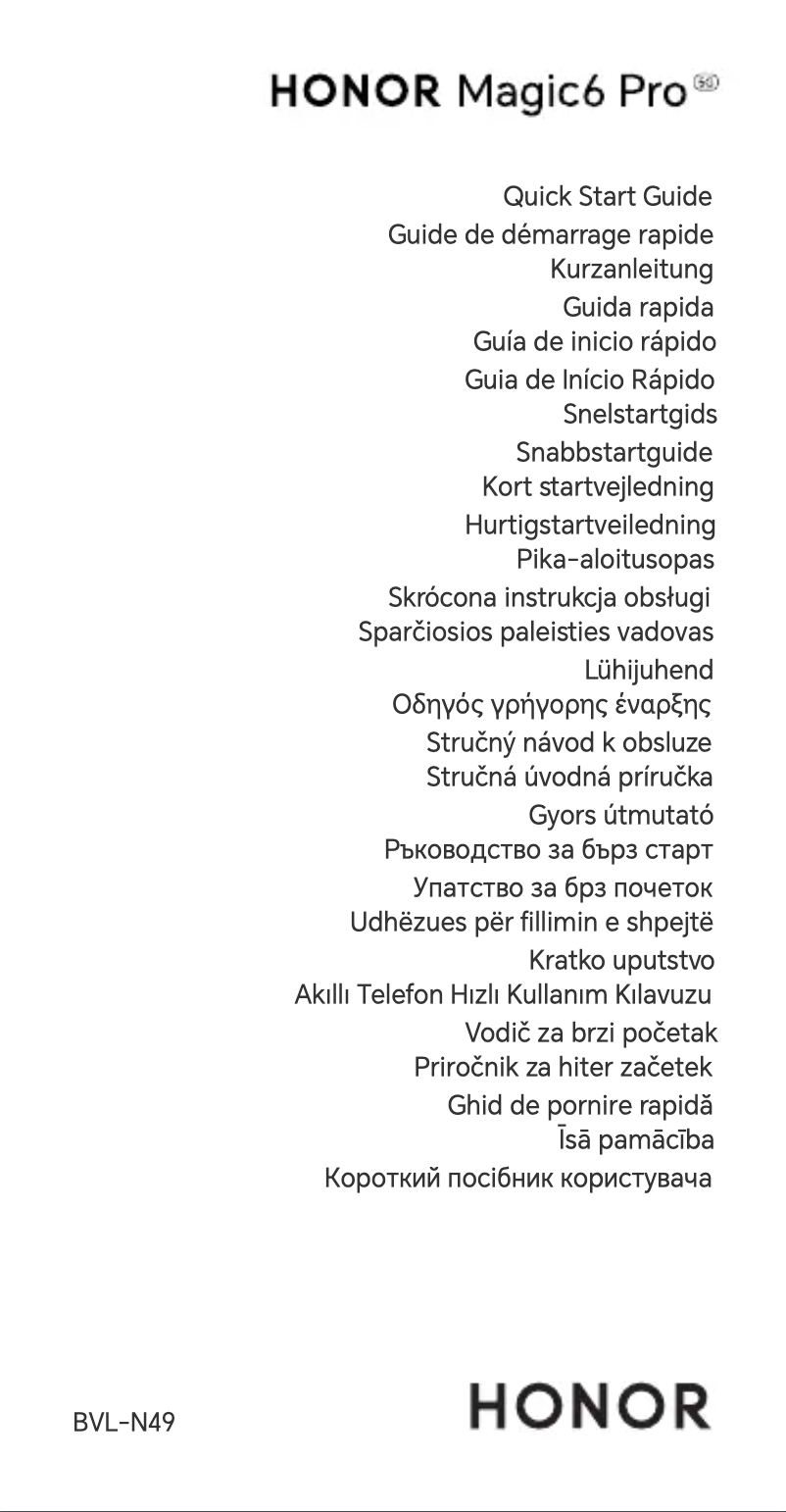 Page 1 de la notice Guide de démarrage rapide Honor Magic6 Pro