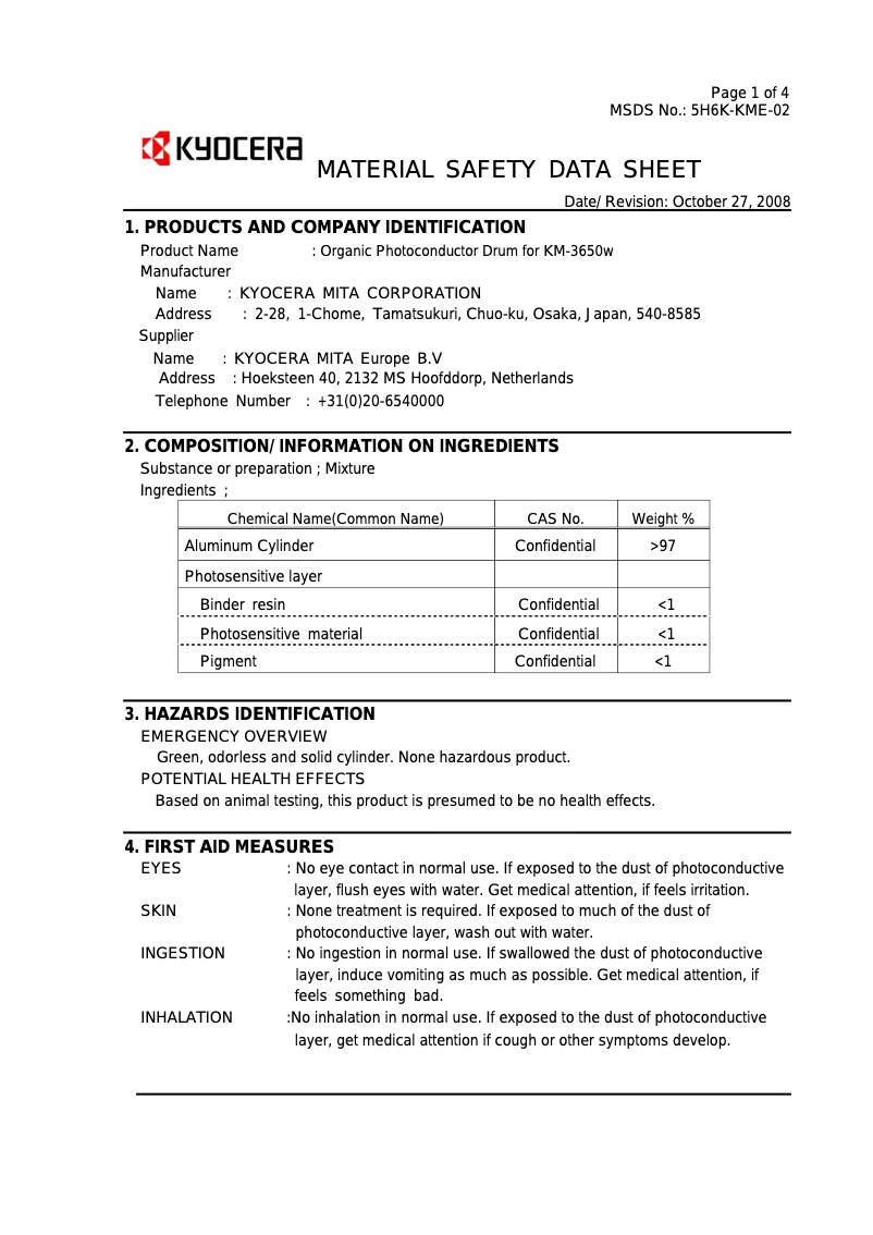 Image de la première page du manuel de l'appareil KM-3650w