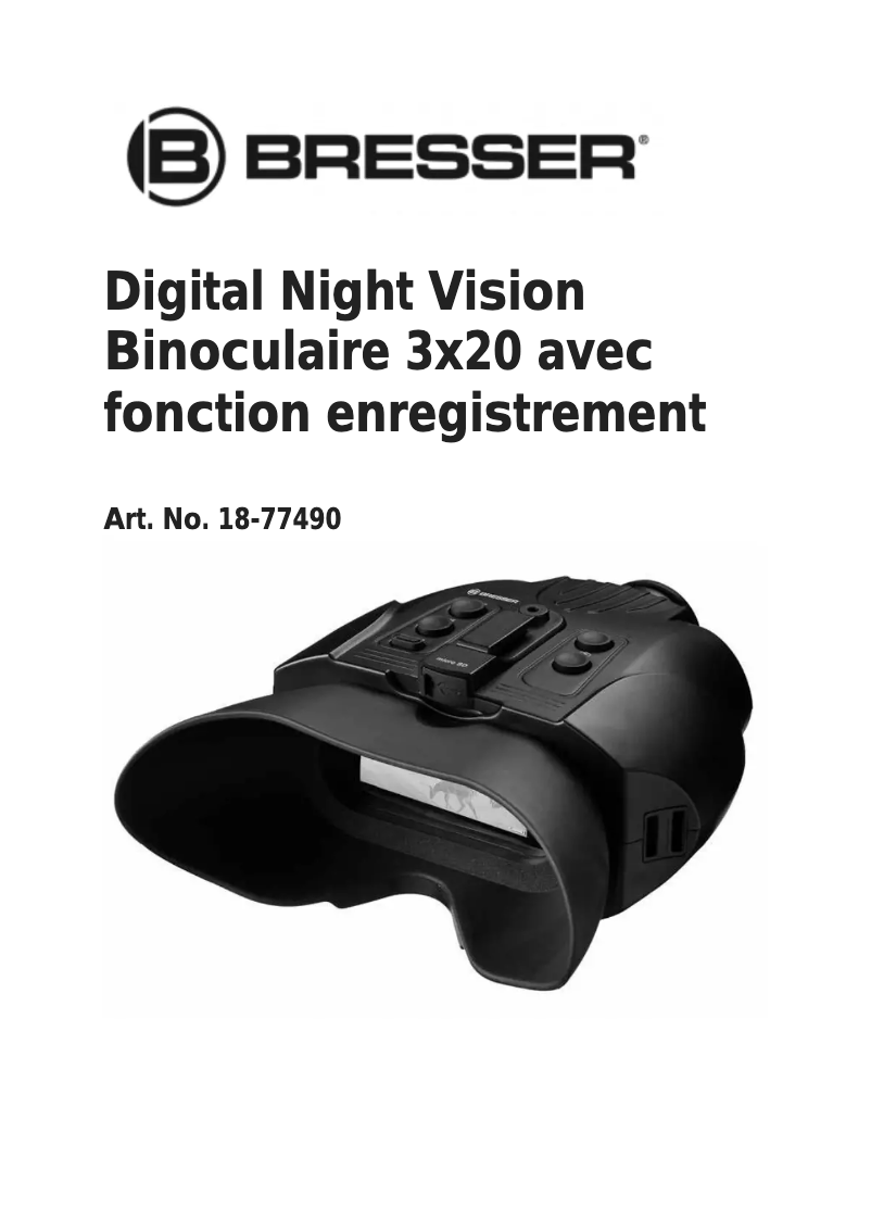 Page 1 de la notice Manuel utilisateur Bresser 1877490