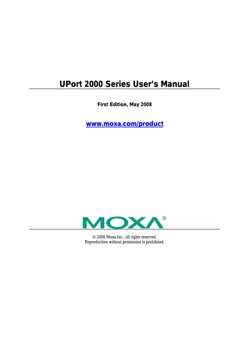 Page n°1 - Manuel utilisateur Moxa UPort 2410
