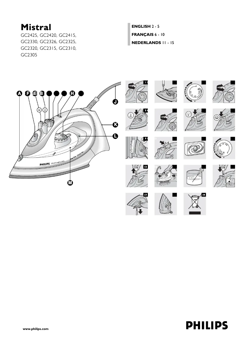 Page 1 de la notice Manuel utilisateur Philips Mistral GC2326