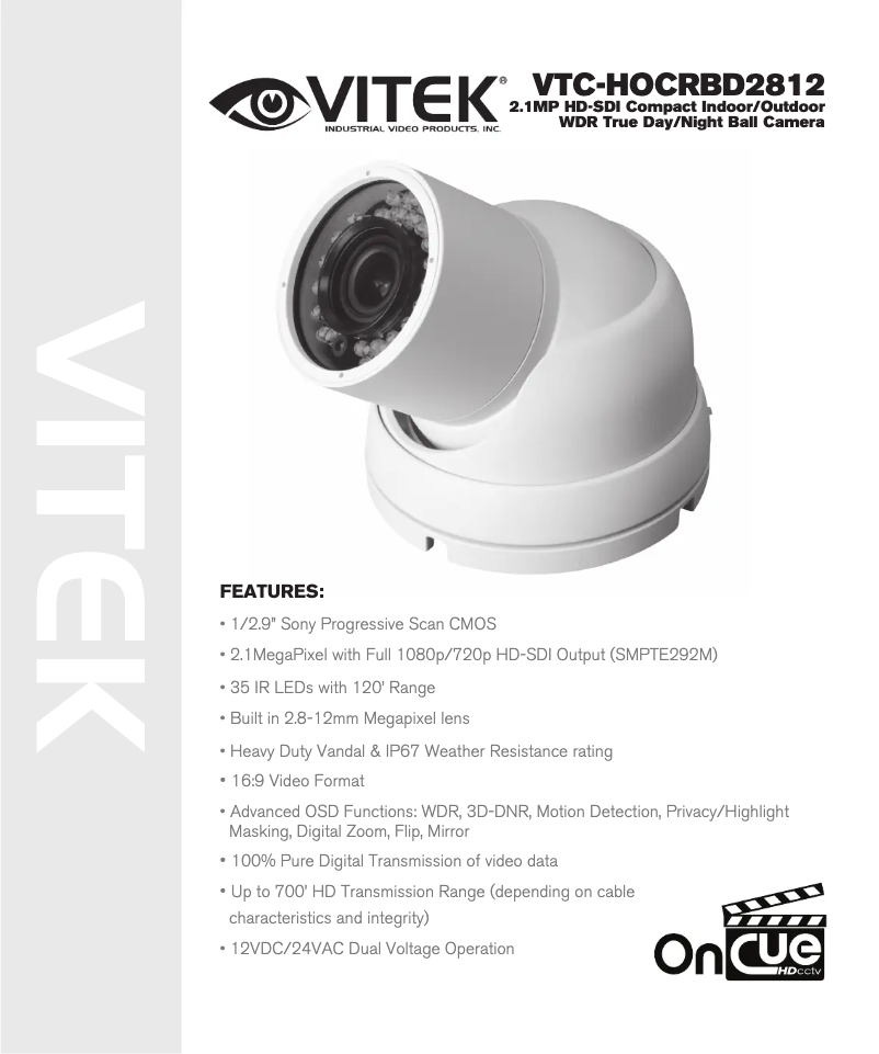 Page n°1 - Manuel utilisateur Vitek VTC-HOCRBD2812