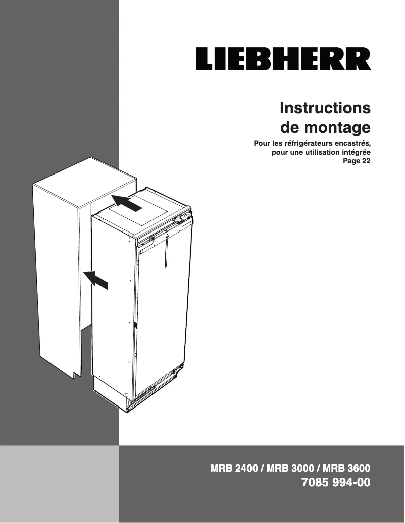 Page 1 de la notice Guide d'installation Liebherr MRB 2400