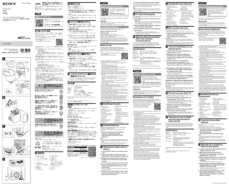 Page 1 de la notice Guide d'installation Sony HVL-F46RM