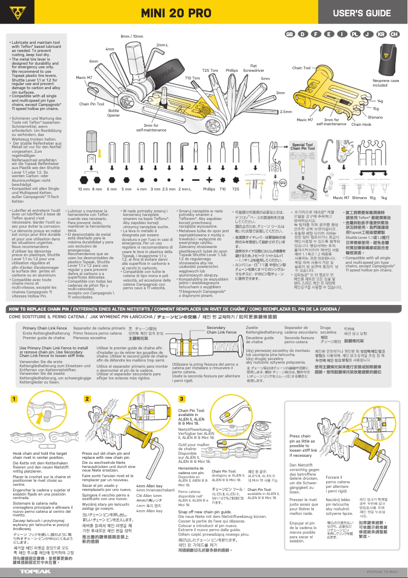 Page 1 de la notice Manuel utilisateur Topeak MINI 20 PRO