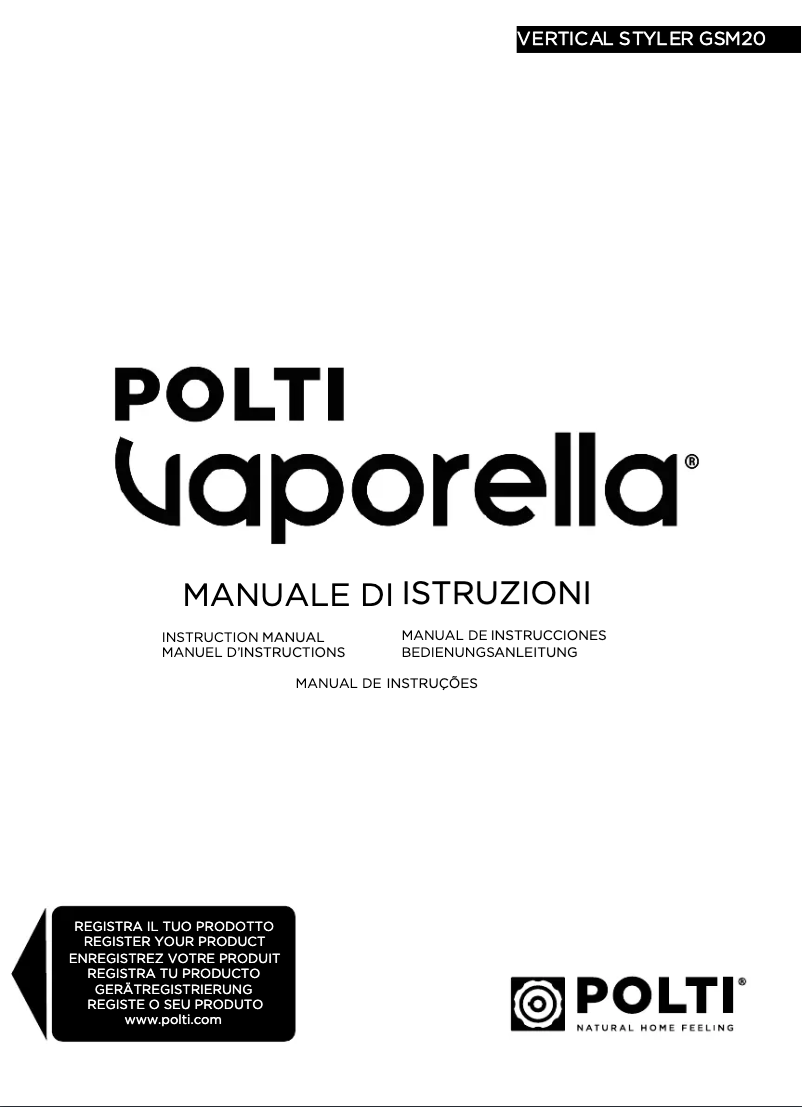 Page n°1 - Manuel utilisateur Polti Vaporella Vertical Styler GSM20