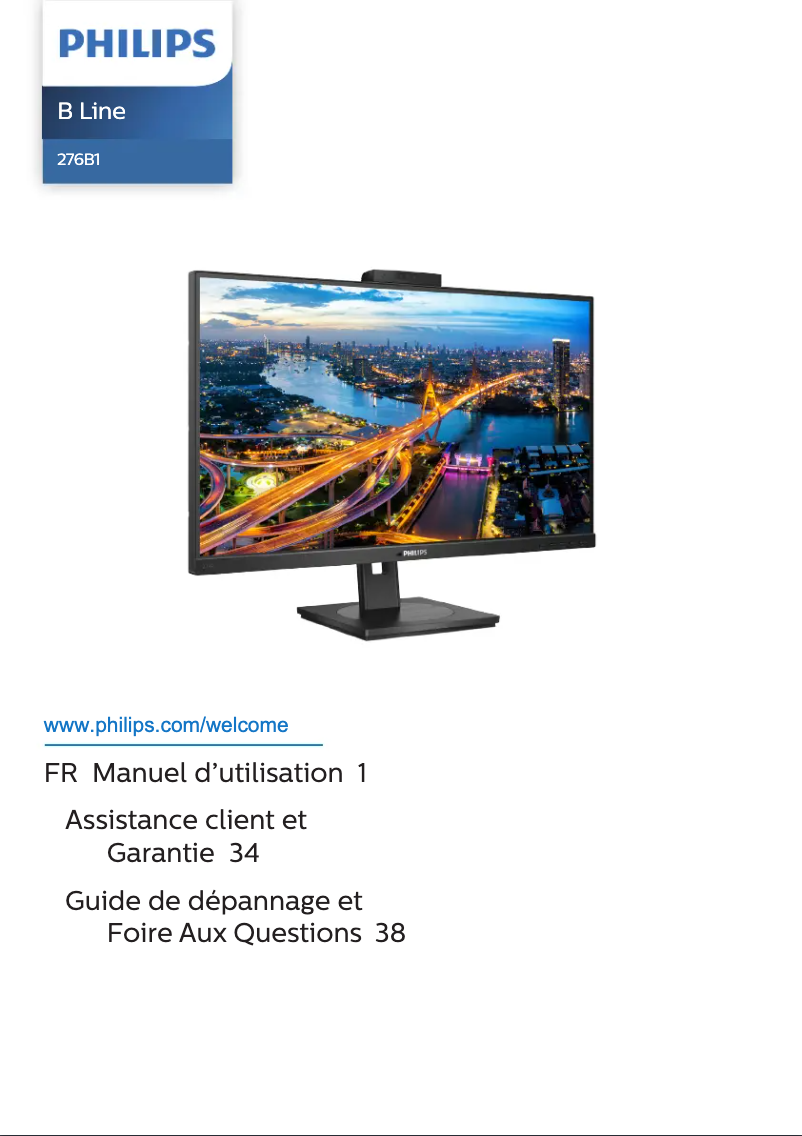 Page 1 de la notice Manuel utilisateur Philips 276B1JH