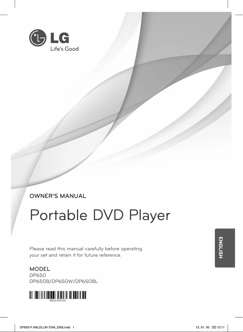 Page 1 de la notice Manuel utilisateur LG DP650BL