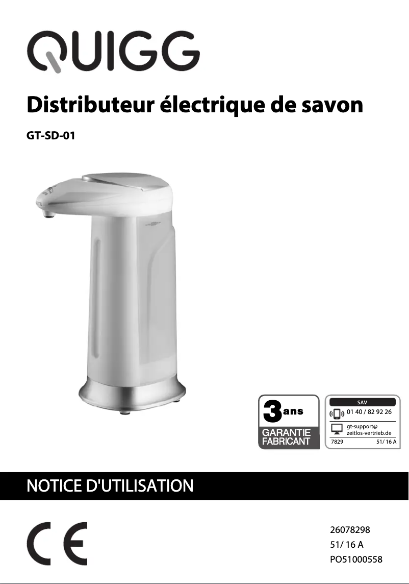 Image de la première page du manuel de l'appareil GT-SD-01