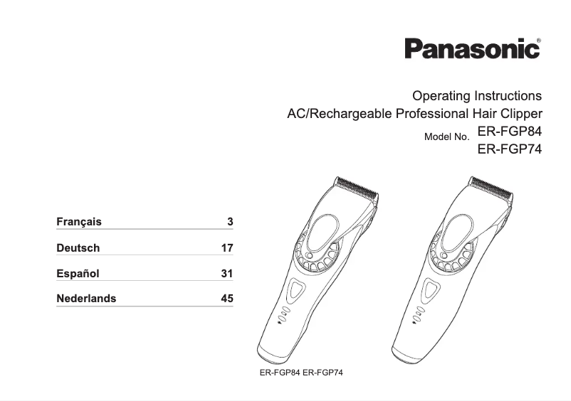 Page 1 de la notice Manuel utilisateur Panasonic ER-FGP84