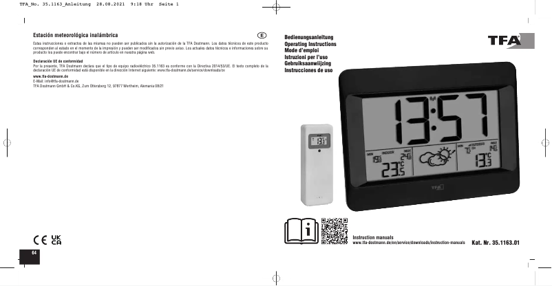 Page 1 de la notice Manuel utilisateur TFA Zeno 35.1163.01