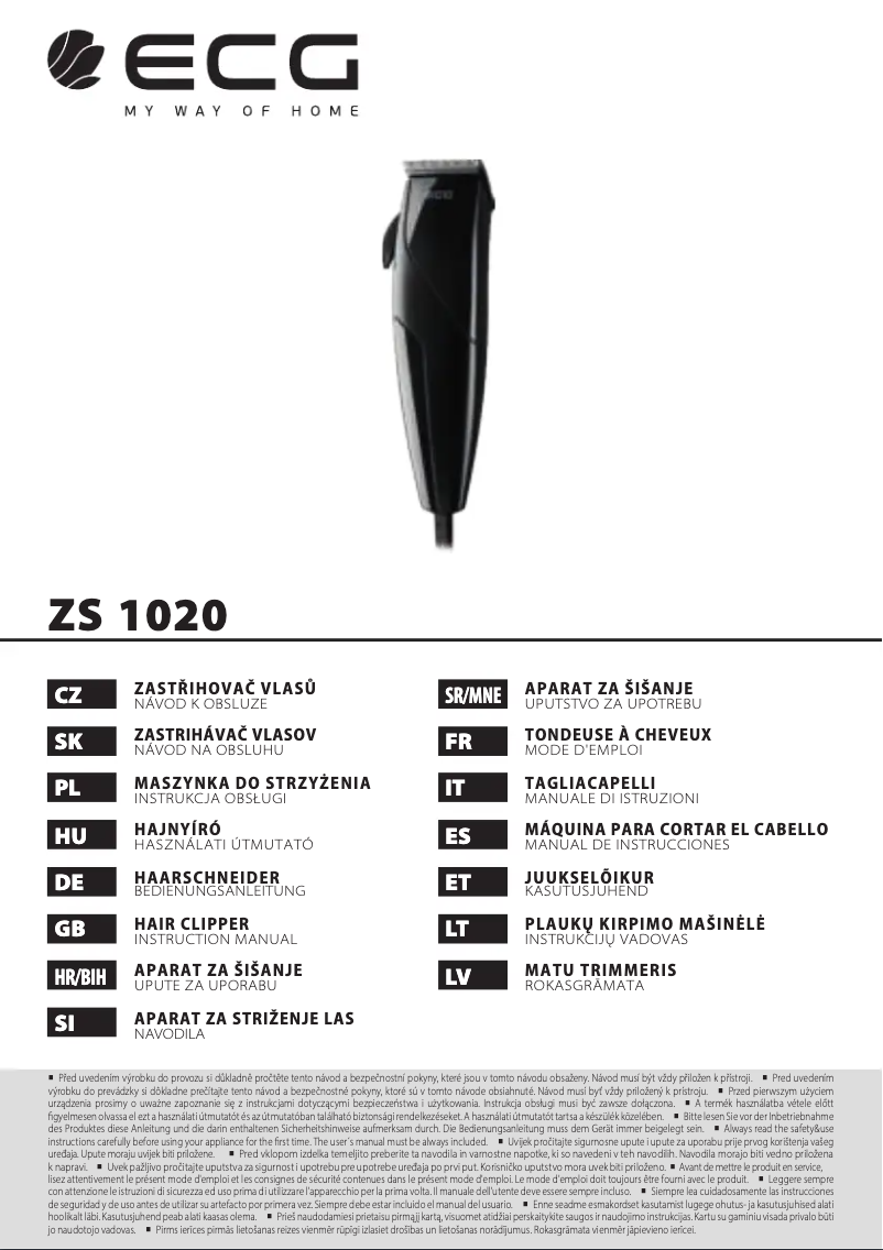 Image de la première page du manuel de l'appareil ZS 1020