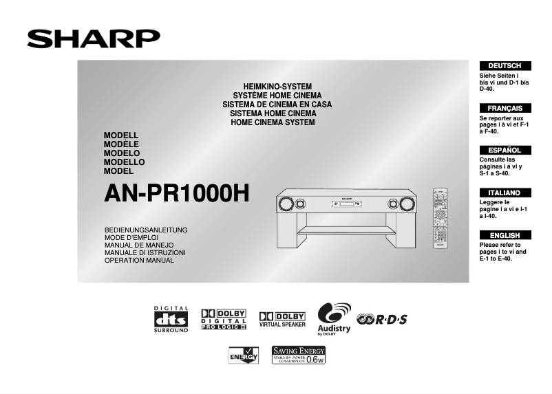 Page 1 de la notice Manuel utilisateur Sharp ANPR1000H