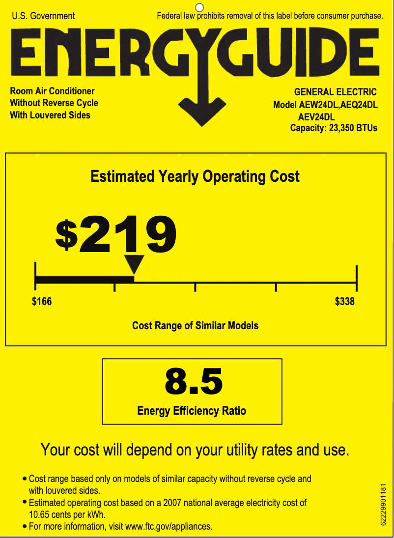 Page n°1 - Label énergétique GE AEV24DL