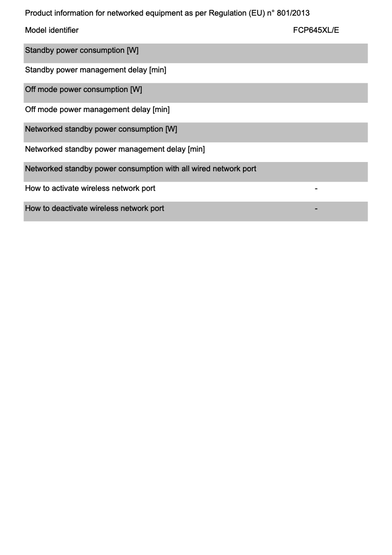 Page 1 de la notice Fiche technique Candy FCP645XL/E