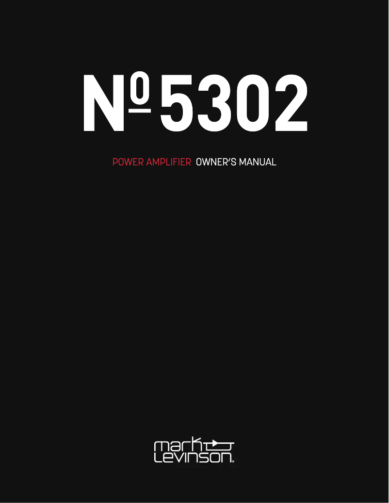 Page n°1 - Manuel utilisateur Mark Levinson No.5302
