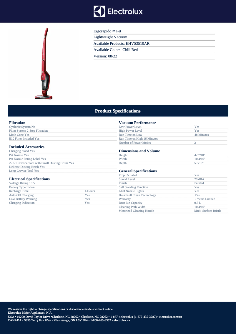 Image de la première page du manuel de l'appareil Ergorapido Pet EHVS3510AR