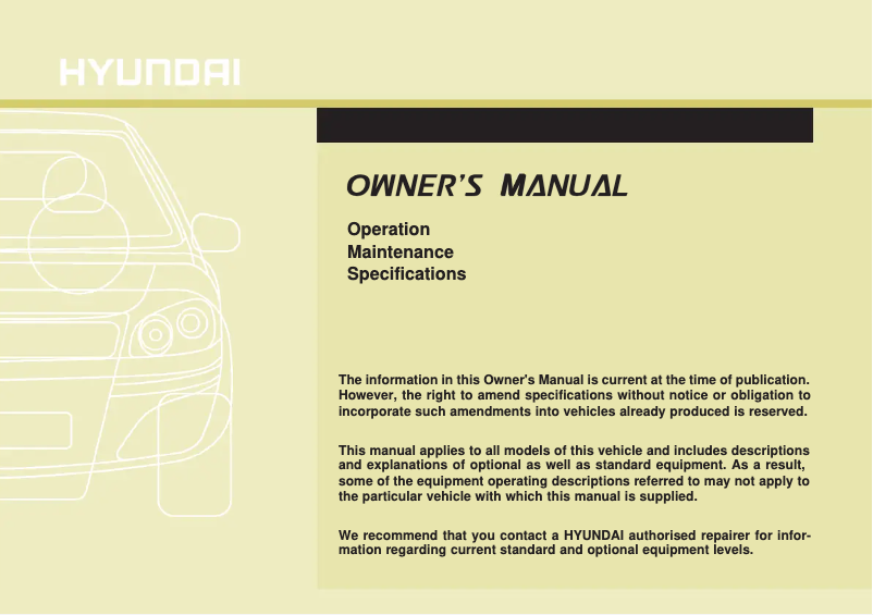 First page image of the manual for i30 (2015)