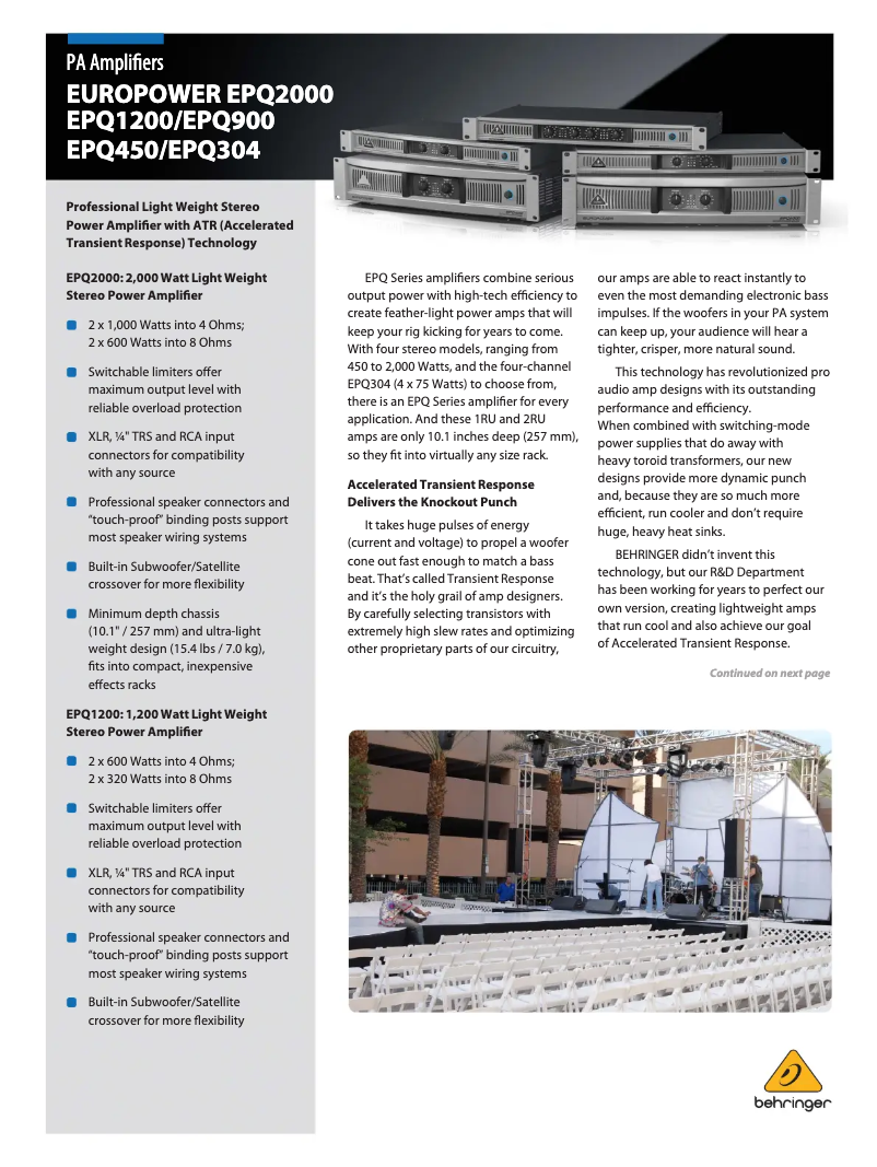 Image de la première page du manuel de l'appareil Europower EPQ1200