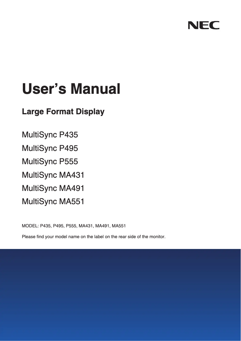 Page n°1 - Manuel utilisateur Sharp MA491